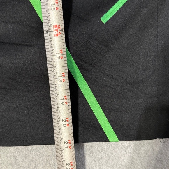 Carlisle Black Green Geometric Tape Pencil Skirt Women Size 4 Cotton Stretch - Picture 8 of 9